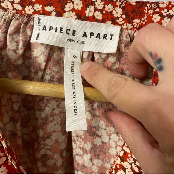 APIECE Apart Mitte Top Floral Blouse Red flowers Patterned Poplin Cotton Organic - Picture 8 of 12